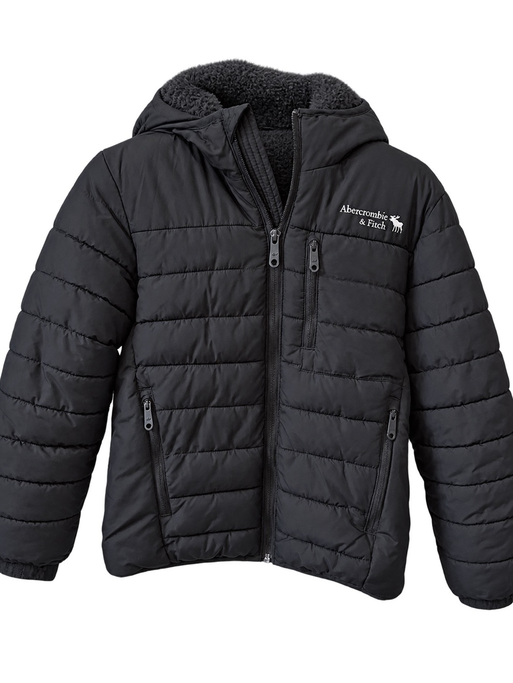Abercrombie & Fitch Kids Black Hooded Puffer Jacket